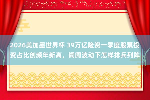 2026美加墨世界杯 39万亿险资一季度股票投资占比创频年新高，阛阓波动下怎样排兵列阵