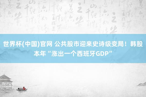 世界杯(中国)官网 公共股市迎来史诗级变局！韩股本年“涨出一个西班牙GDP”