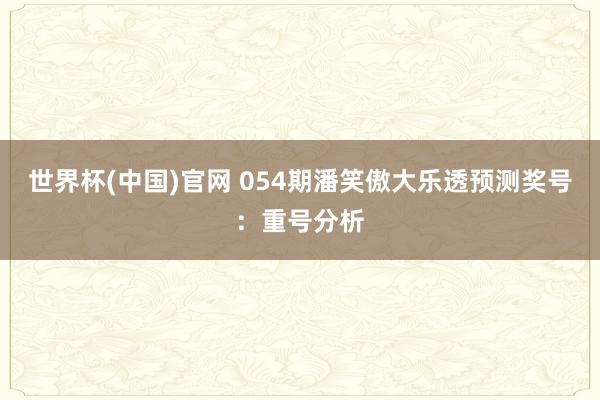 世界杯(中国)官网 054期潘笑傲大乐透预测奖号：重号分析