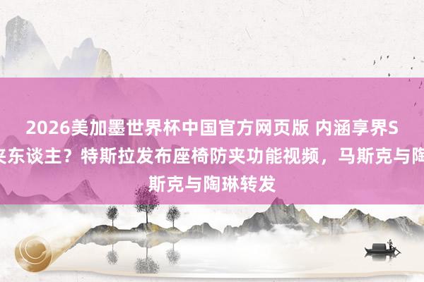 2026美加墨世界杯中国官方网页版 内涵享界S9座椅夹东谈主？特斯拉发布座椅防夹功能视频，马斯克与陶琳转发
