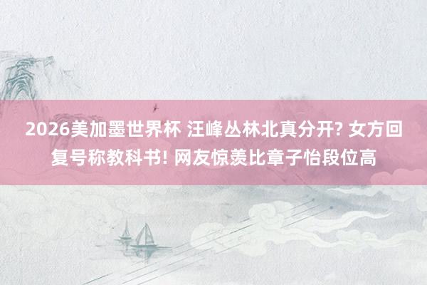 2026美加墨世界杯 汪峰丛林北真分开? 女方回复号称教科书! 网友惊羡比章子怡段位高