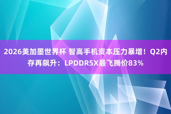 2026美加墨世界杯 智高手机资本压力暴增！Q2内存再飙升：LPDDR5X最飞腾价83%