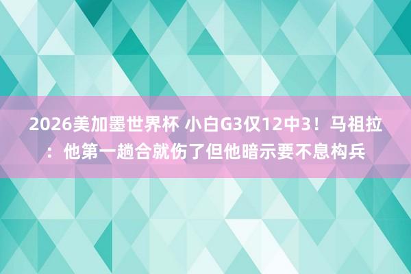 2026美加墨世界杯 小白G3仅12中3！马祖拉：他第一趟合就伤了但他暗示要不息构兵