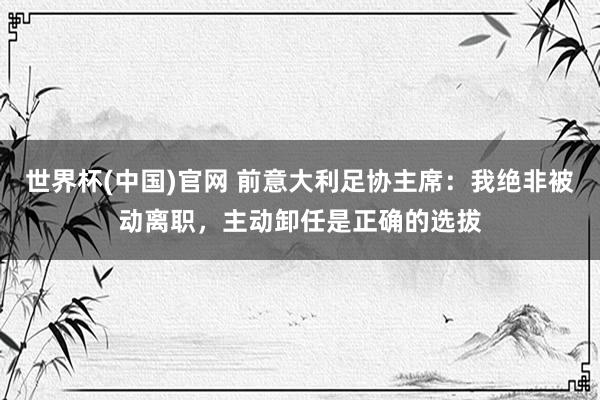 世界杯(中国)官网 前意大利足协主席：我绝非被动离职，主动卸任是正确的选拔