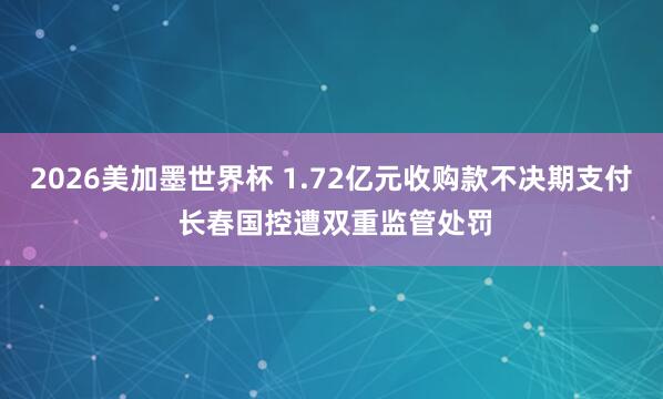 2026美加墨世界杯 1.72亿元收购款不决期支付 长春国控遭双重监管处罚