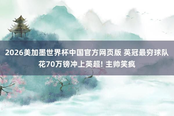 2026美加墨世界杯中国官方网页版 英冠最穷球队花70万镑冲上英超! 主帅笑疯