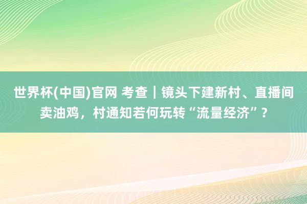 世界杯(中国)官网 考查｜镜头下建新村、直播间卖油鸡，村通知若何玩转“流量经济”？