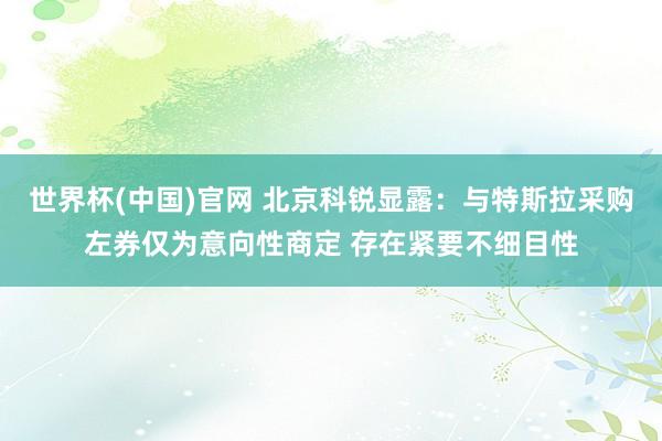 世界杯(中国)官网 北京科锐显露：与特斯拉采购左券仅为意向性商定 存在紧要不细目性