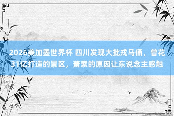 2026美加墨世界杯 四川发现大批戎马俑，曾花31亿打造的景区，萧索的原因让东说念主感触