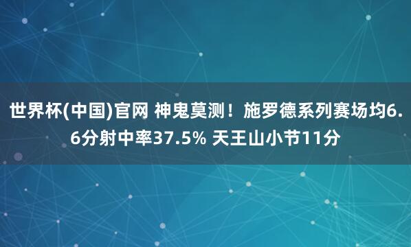 世界杯(中国)官网 神鬼莫测！施罗德系列赛场均6.6分射中率37.5% 天王山小节11分