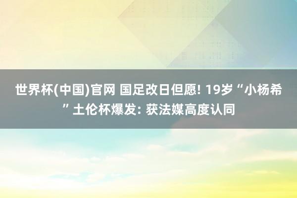 世界杯(中国)官网 国足改日但愿! 19岁“小杨希”土伦杯爆发: 获法媒高度认同