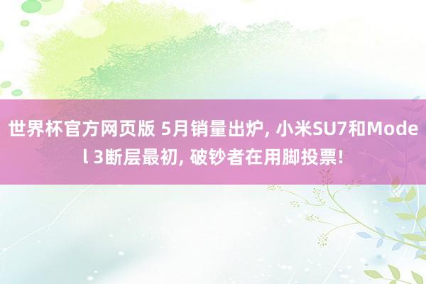 世界杯官方网页版 5月销量出炉， 小米SU7和Model 3断层最初， 破钞者在用脚投票!