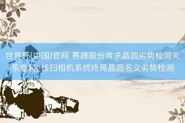 世界杯(中国)官网 赛腾股份肯求晶圆劣势检测关系专利， 线扫相机系统终局晶圆名义劣势检测