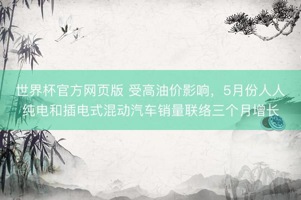 世界杯官方网页版 受高油价影响,5月份人人纯电和插电式混动汽车销量联络三个月增长