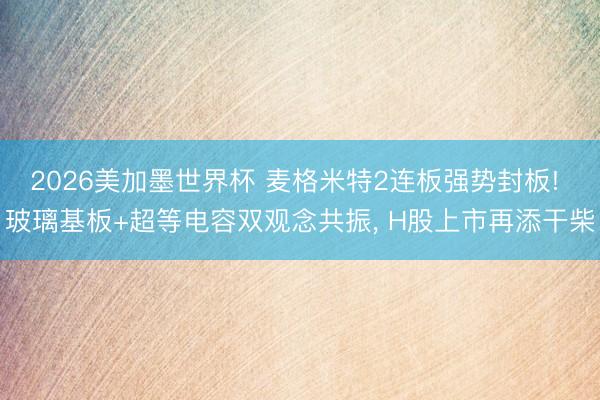 2026美加墨世界杯 麦格米特2连板强势封板! 玻璃基板+超等电容双观念共振， H股上市再添干柴